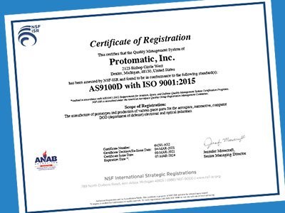 Both QMS Certifications audited at Protomatic